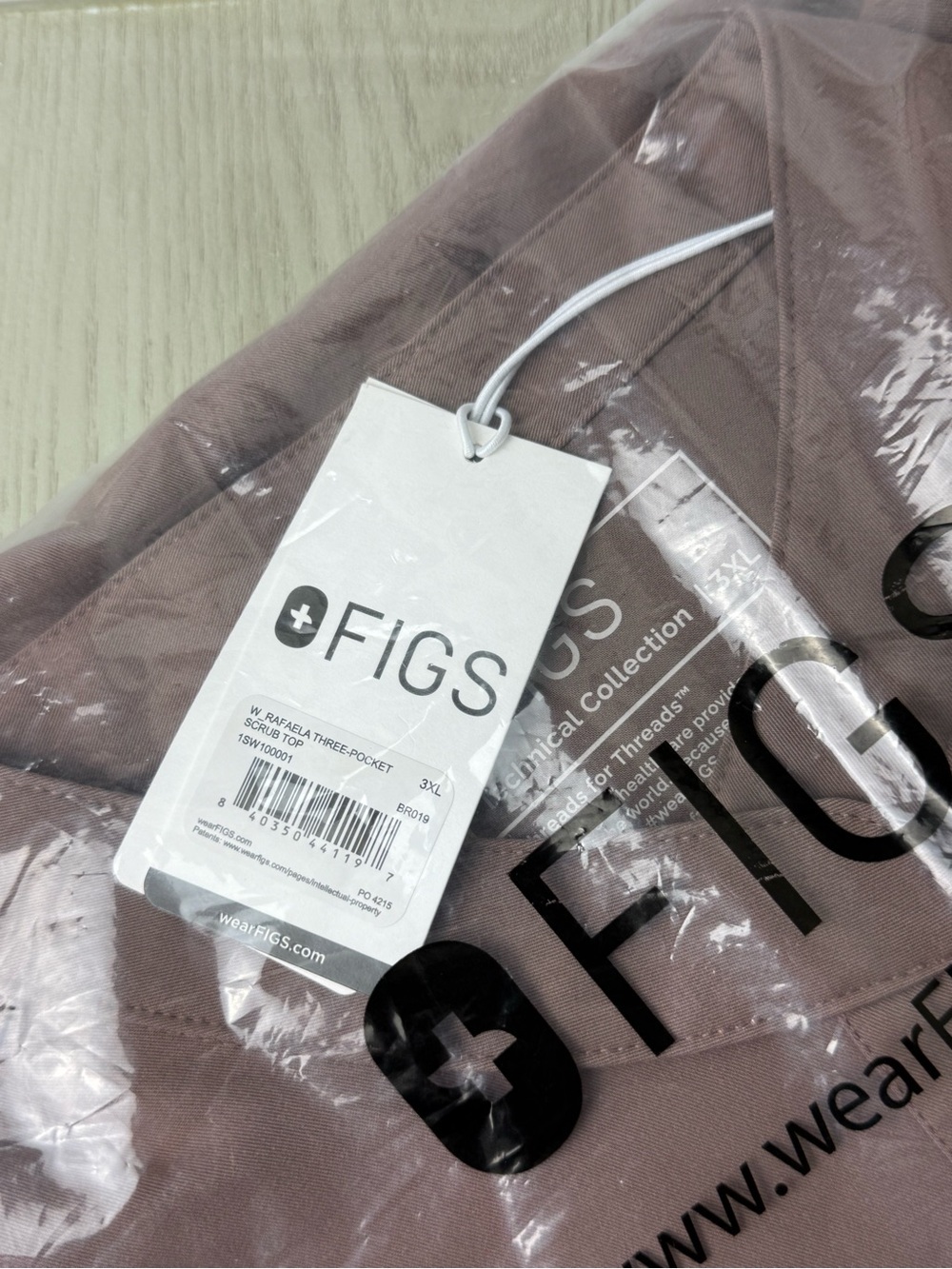NWT-FIGS Rafaela smokey taupe scrubs top sz 3X - Picture 7 of 8